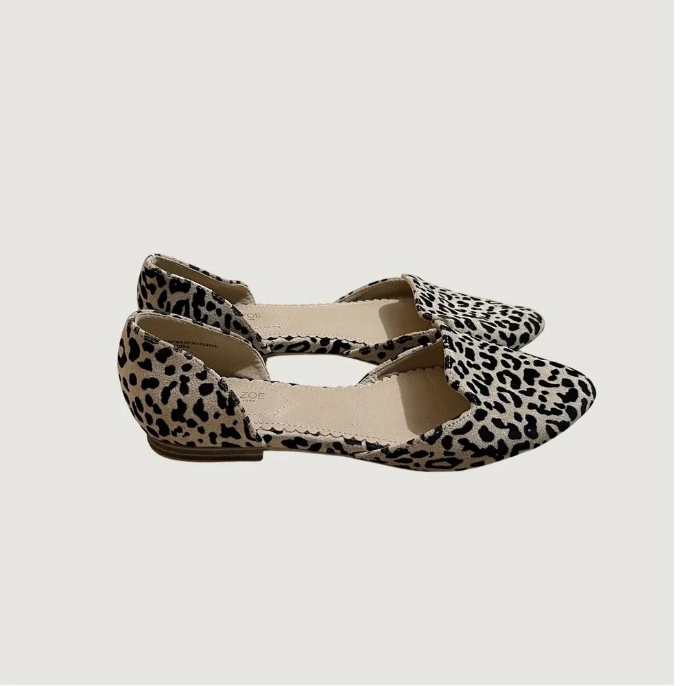 Rachel Zoe d'Orsay Flats Womens 8.5 Leopard Mob Wife Indie Sleaze Chic